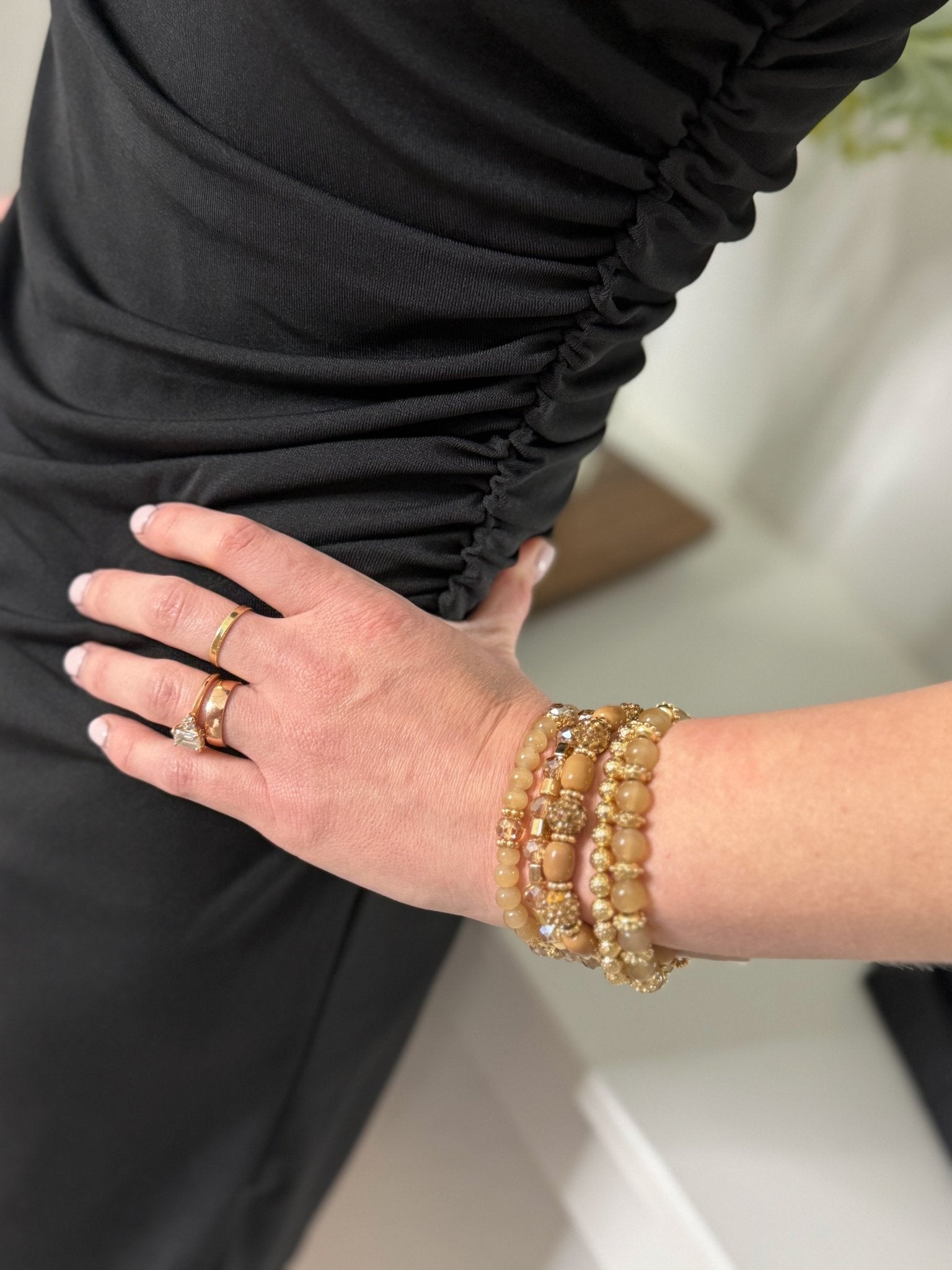 Desert Gold Beaded Bracelet Stack - Halemi & Co.