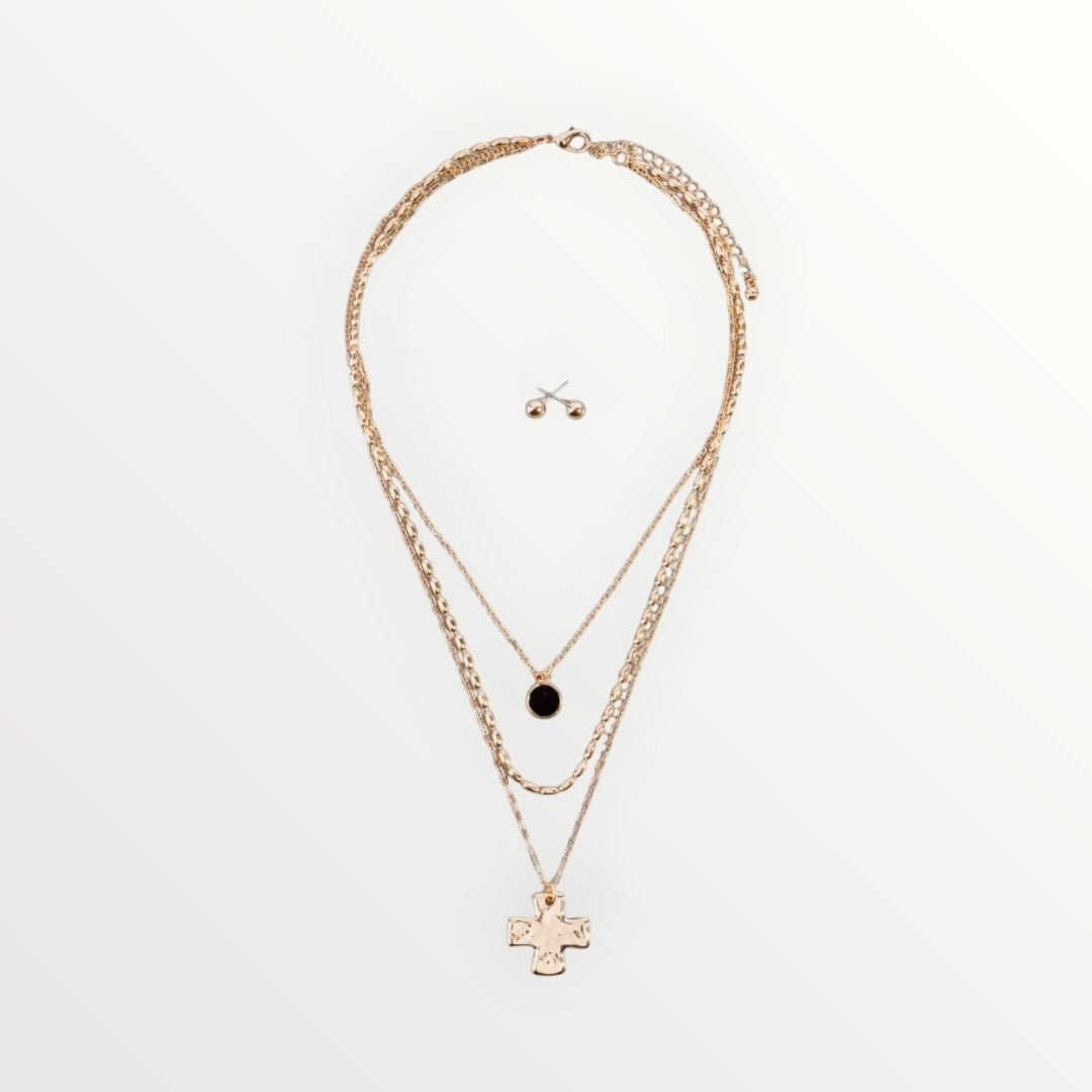 Faith & Grace Triple Layer Cross Necklace Set - Halemi & Co.