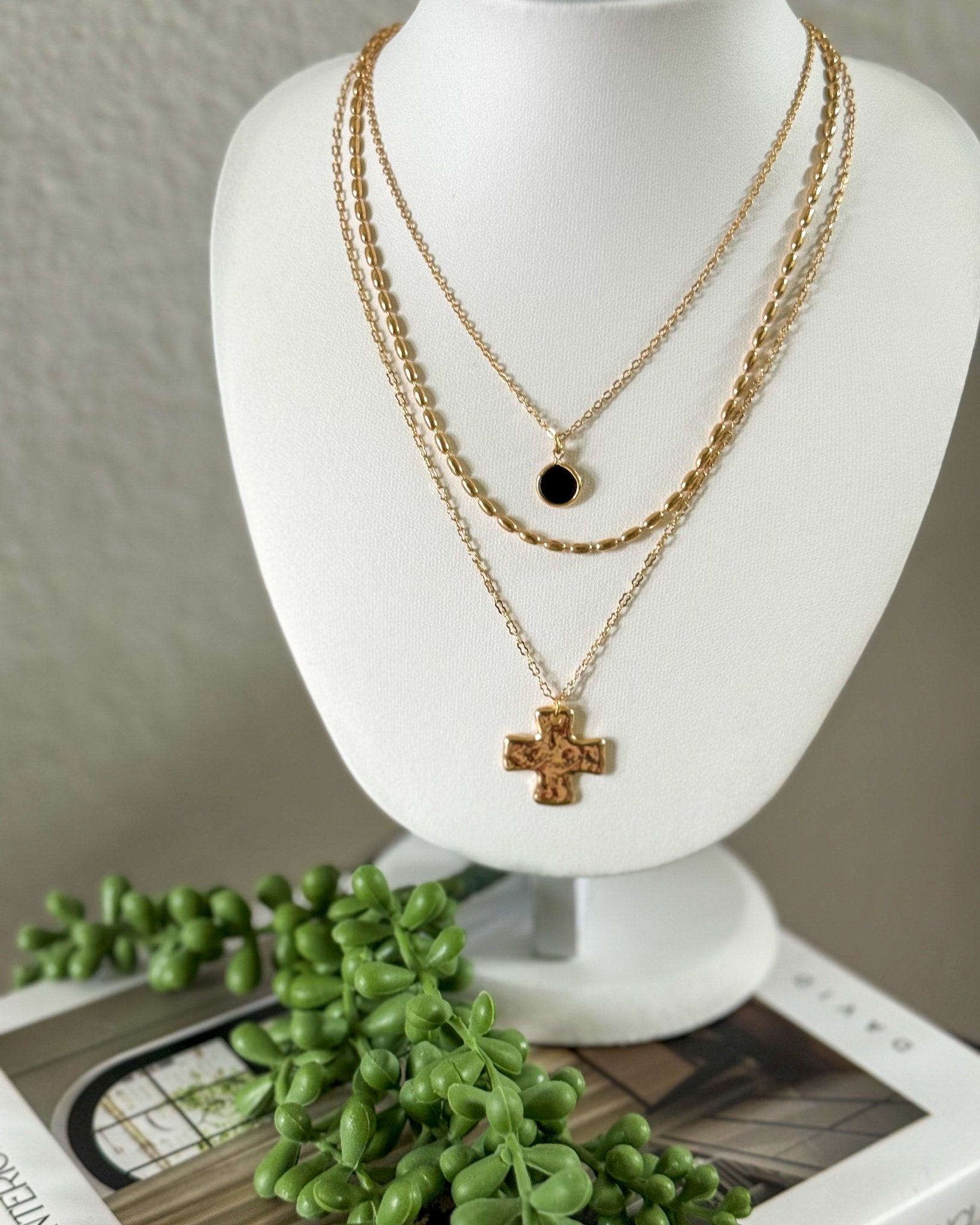 Faith & Grace Triple Layer Cross Necklace Set - Halemi & Co.