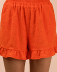 Floral Textured Ruffle Sleeve Knit Top & Shorts Set in Orange - Halemi & Co.