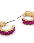Fuchsia Pave Gemstone Hoop Earrings - Halemi & Co.