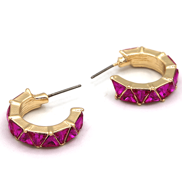 Fuchsia Pave Gemstone Hoop Earrings - Halemi & Co.