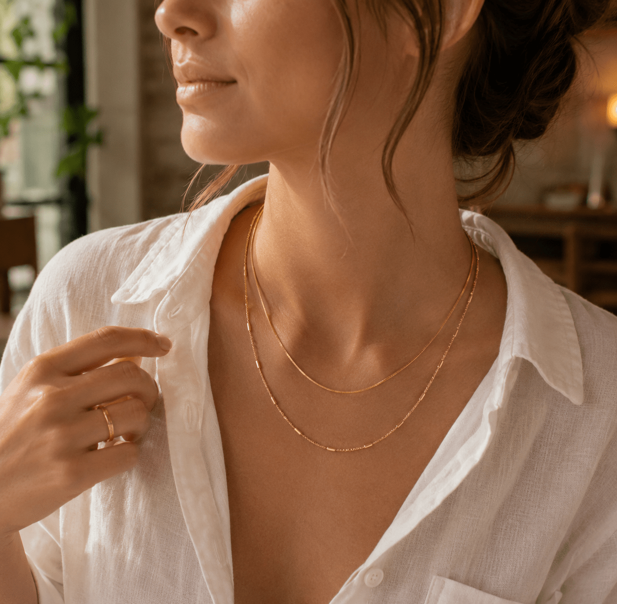 Golden Layers Double Chain Necklace - Halemi & Co.