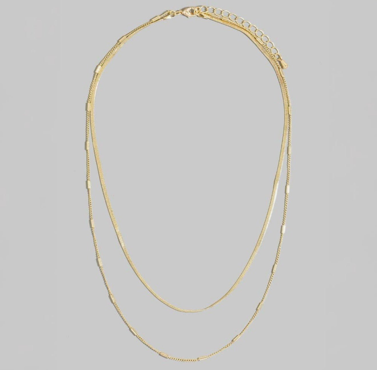 Golden Layers Double Chain Necklace - Halemi & Co.