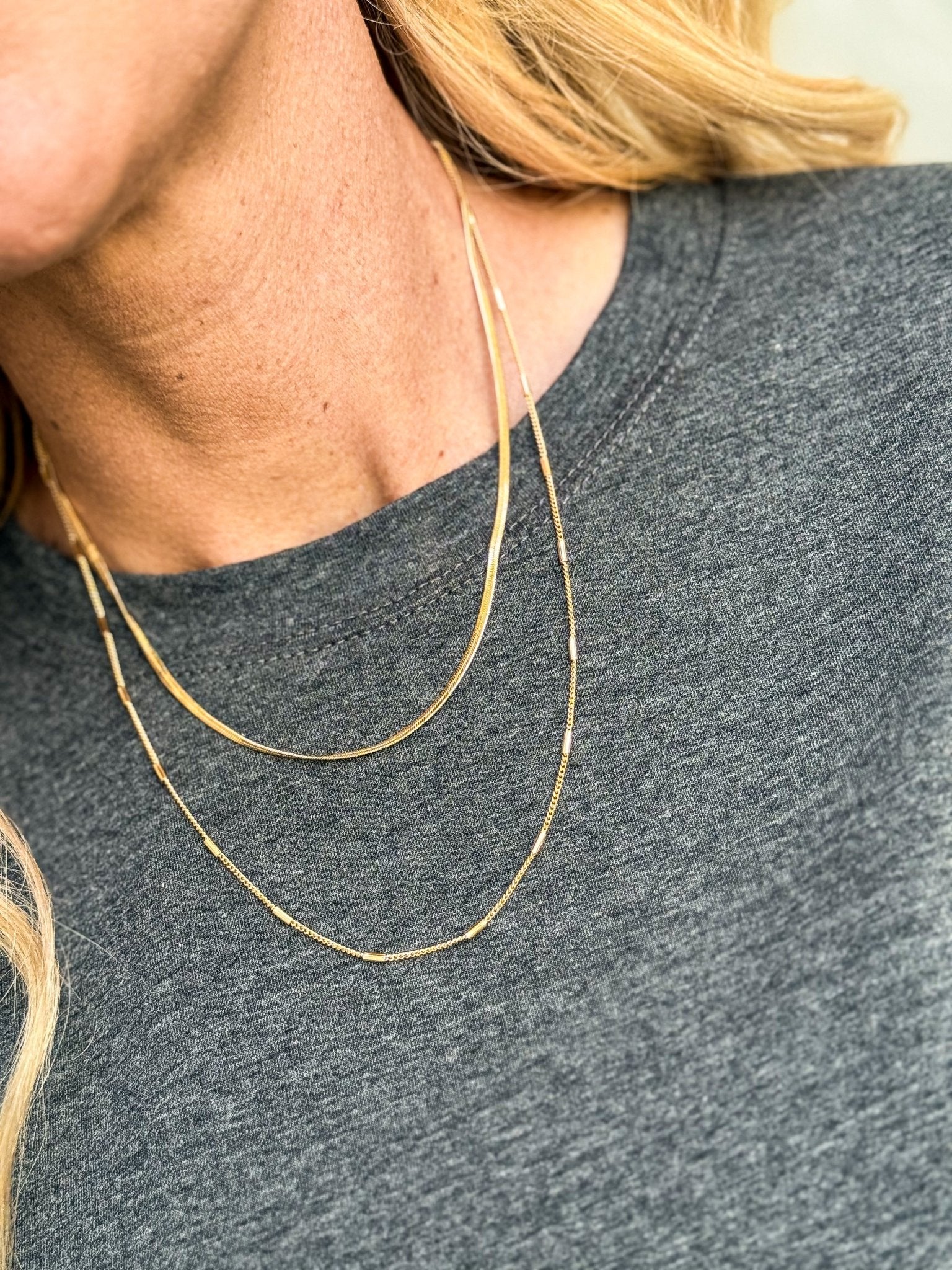 Golden Layers Double Chain Necklace - Halemi & Co.