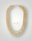 Golden Luxe Layered Chain Necklace & Stud Earring Set - Halemi & Co.