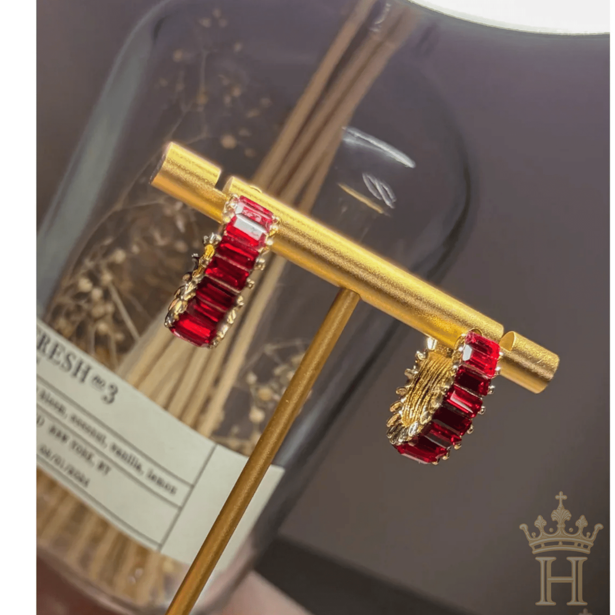 Hex Gemstone C Hoop Earrings - Halemi & Co.
