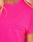 Hot Pink Ribbed Knit Top - Halemi & Co.