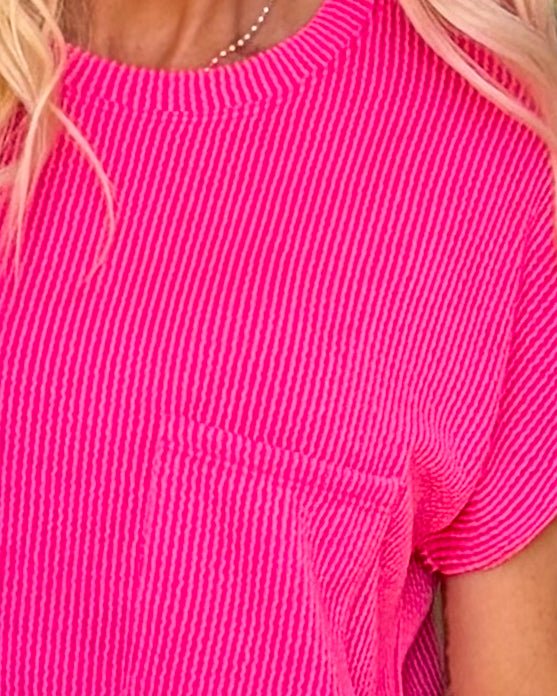 Hot Pink Ribbed Knit Top - Halemi & Co.