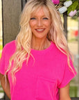 Hot Pink Ribbed Knit Top - Halemi & Co.
