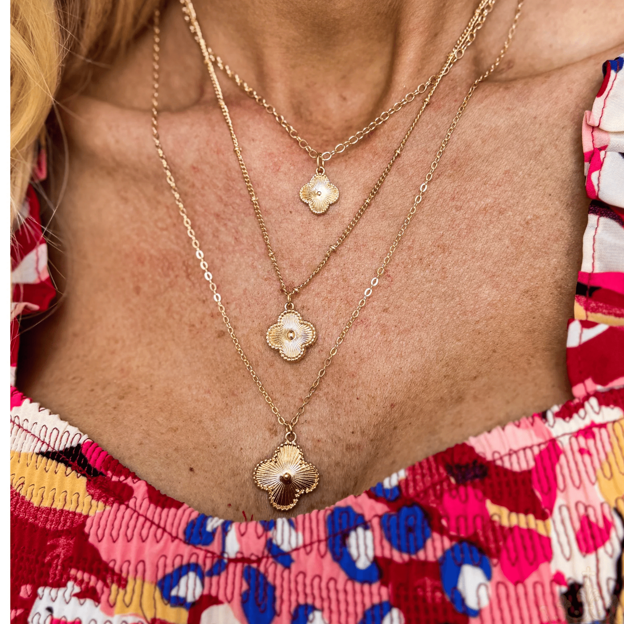 Layered Floral Necklace & Stud Set - Halemi & Co.