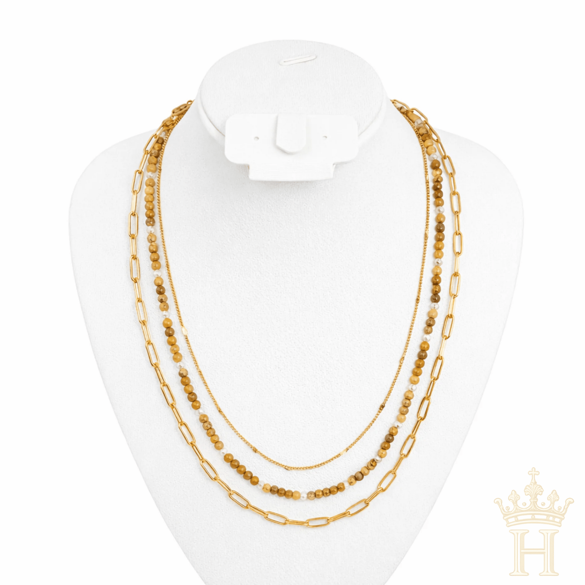 Layered Natural Beaded Chain Necklace - Halemi & Co.