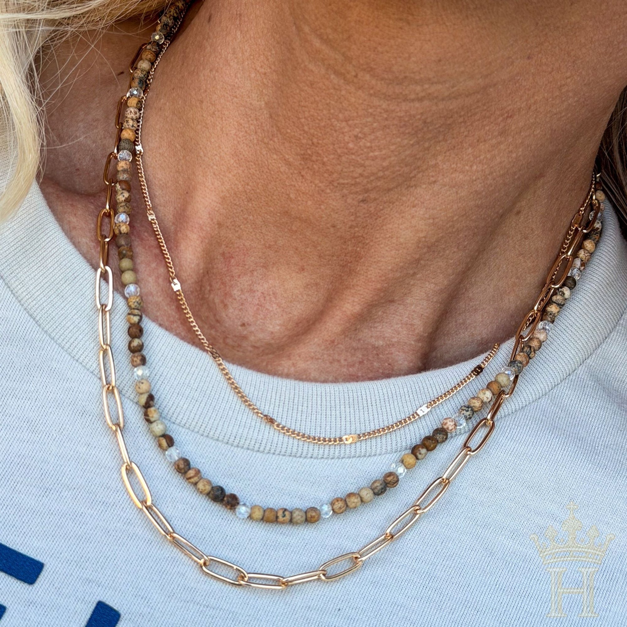 Layered Natural Beaded Chain Necklace - Halemi & Co.