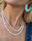 Layered white beaded gold chain necklace from Halemi & Co.