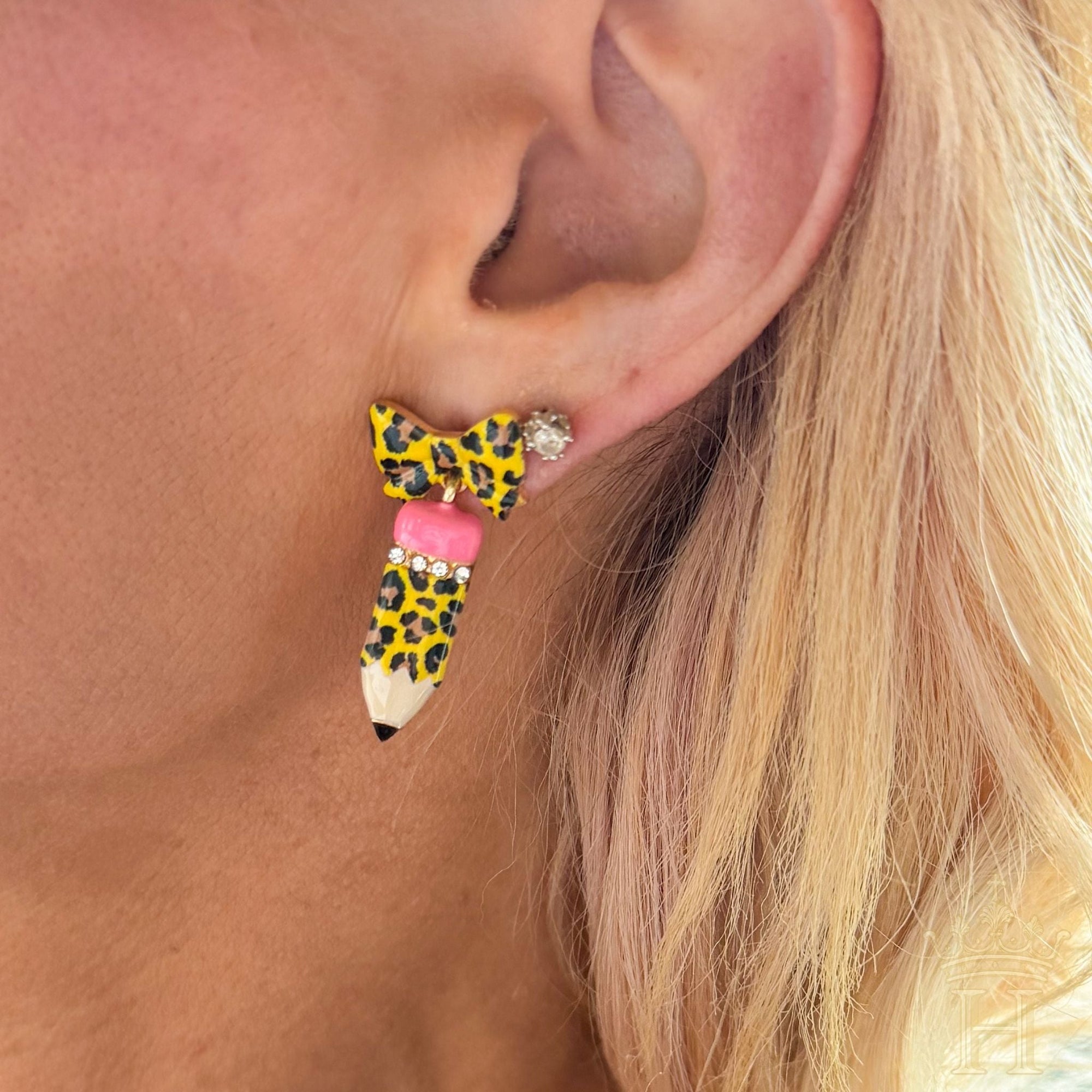 Leopard Print Pencil Drop Earrings - Halemi & Co.