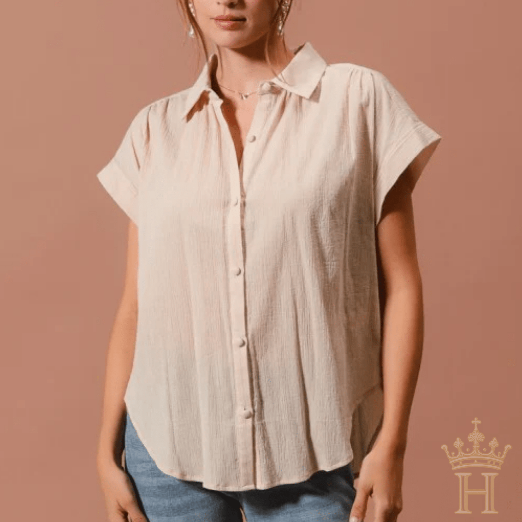 Lightweight Dolman Sleeve Button Up Top - Halemi & Co.