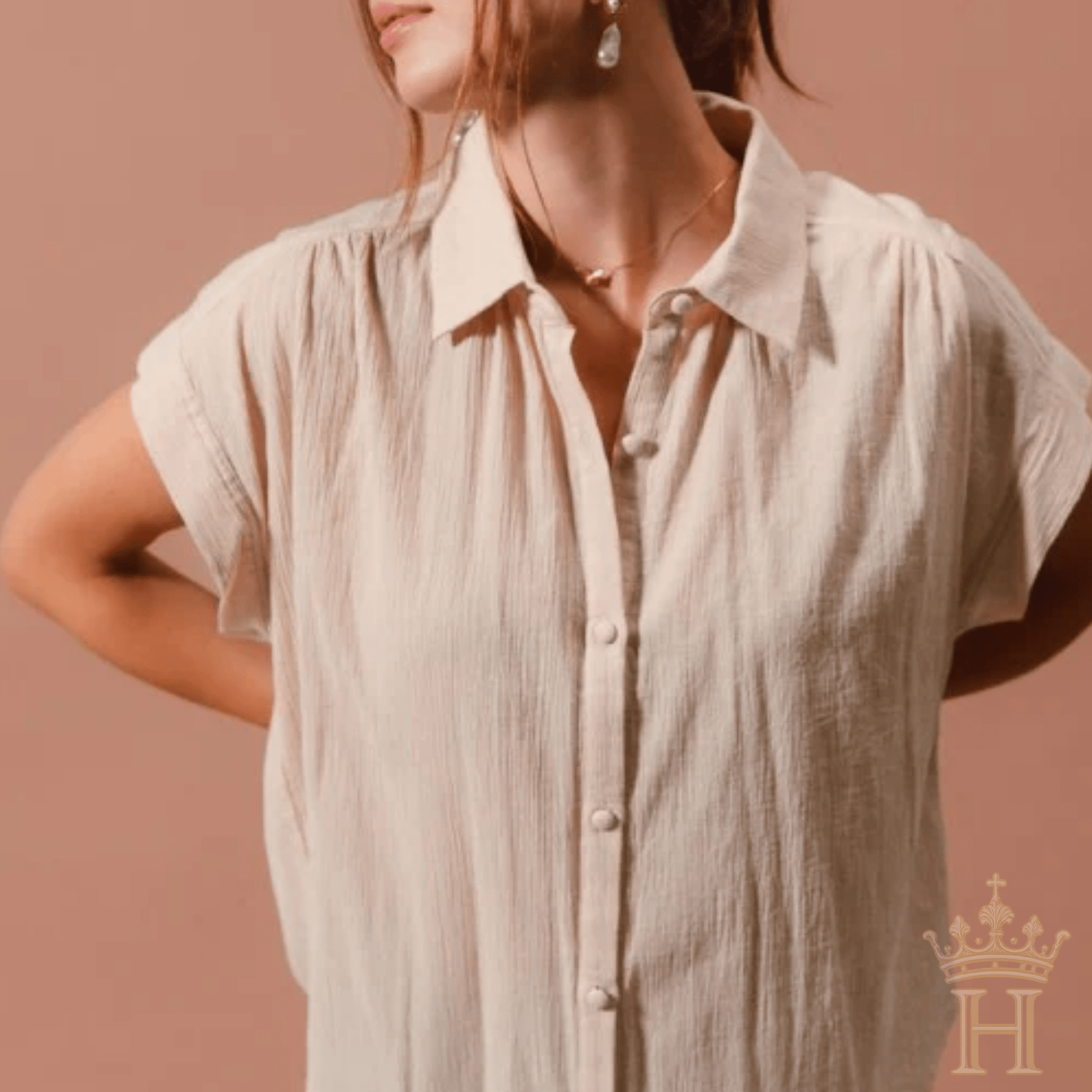 Lightweight Dolman Sleeve Button Up Top - Halemi & Co.
