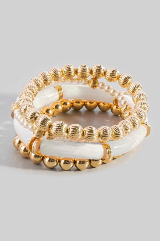Luxe Pearl & Resin Bracelet Stack - Halemi & Co.