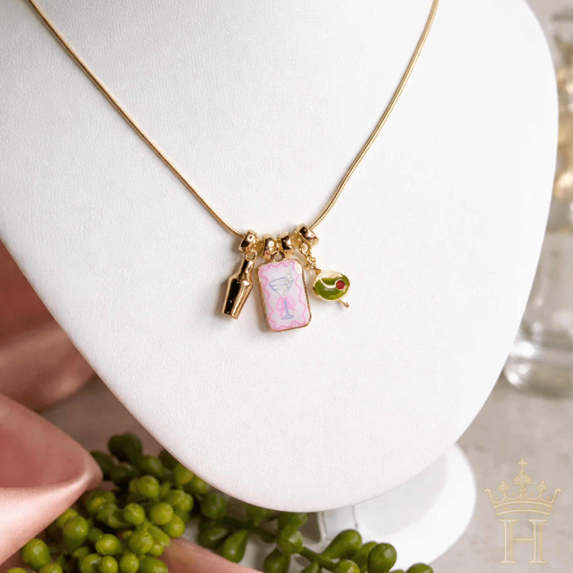 Martini Olive Charm Necklace - Halemi & Co.