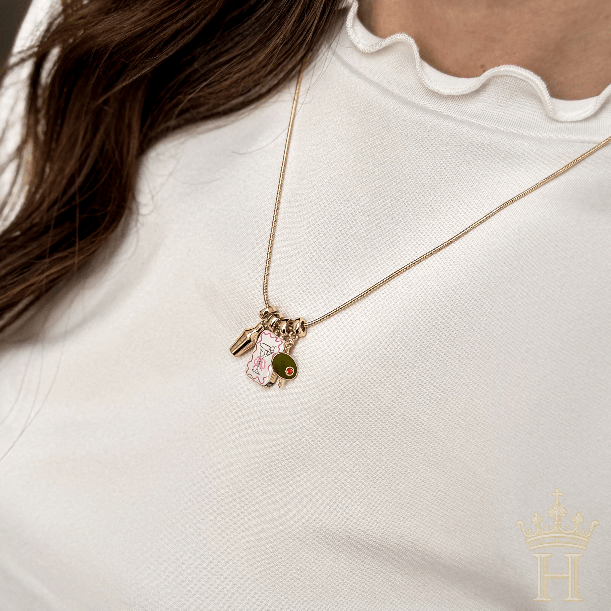 Martini Olive Charm Necklace - Halemi & Co.