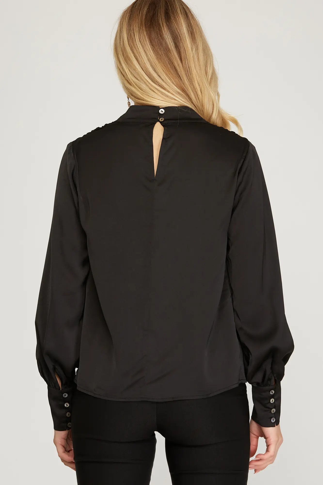 Midnight Luxe Satin Cowl Neck Blouse - Halemi & Co.