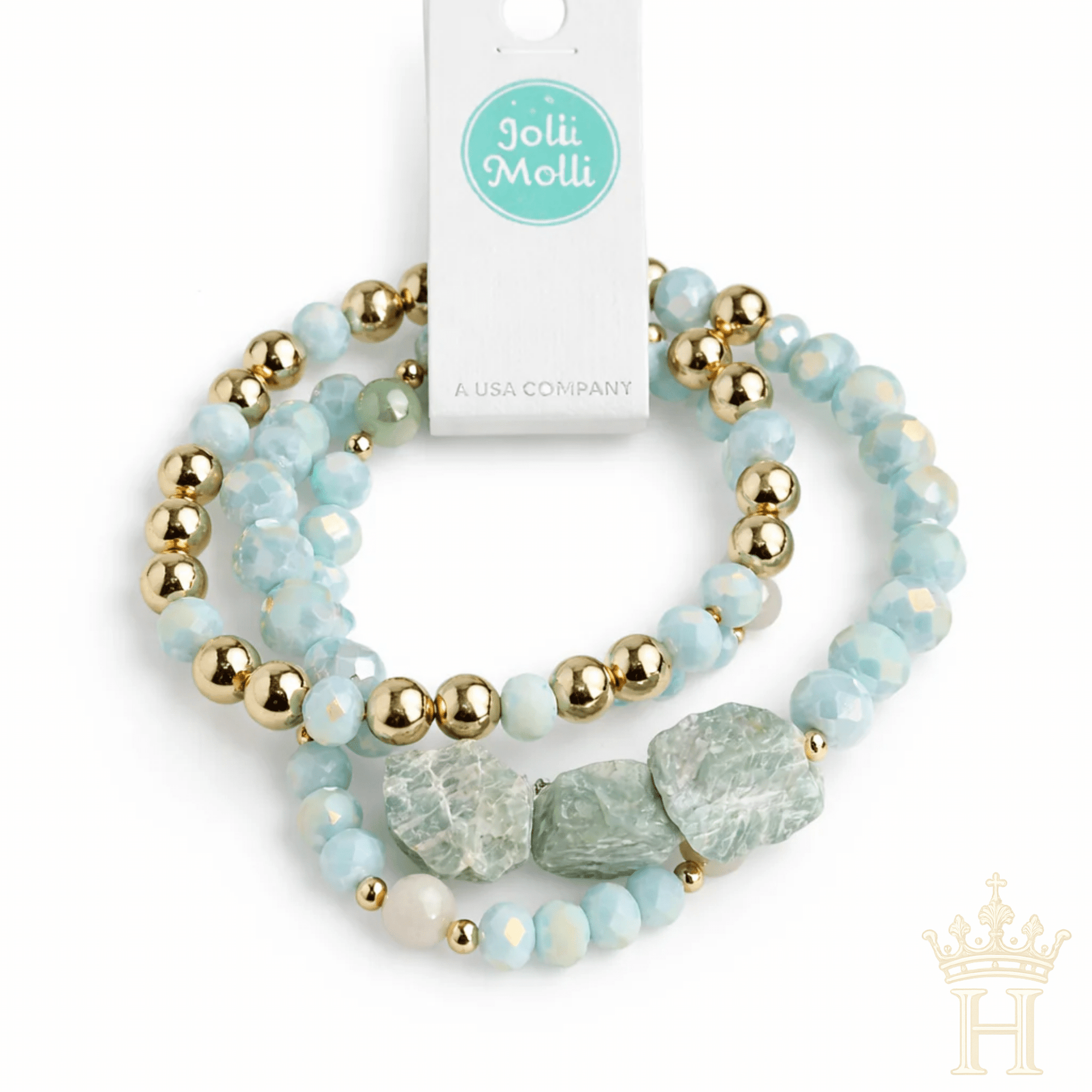 Mint Amazonite Beaded Bracelet Set – 3 Piece Stackable Bracelet - Halemi & Co.