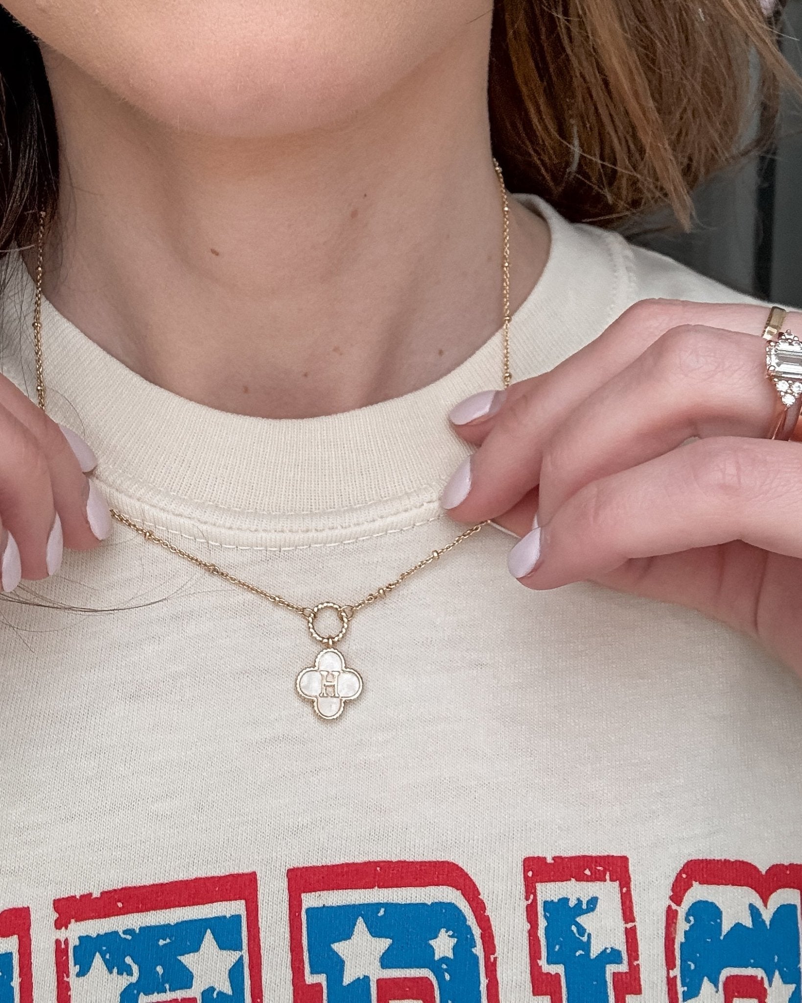 Monogram Initial Clover Necklace - Halemi & Co.