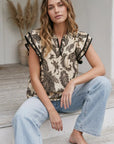 Paisley Ruffle Sleeve Top - Halemi & Co.