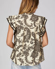 Paisley Ruffle Sleeve Top - Halemi & Co.