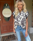 Paisley Ruffle Sleeve Top - Halemi & Co.