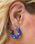 Patriotic Star Enamel Hoop Earrings - Halemi & Co.