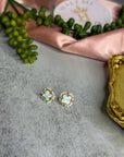 Pearl Trim Clover Earrings - Halemi & Co.