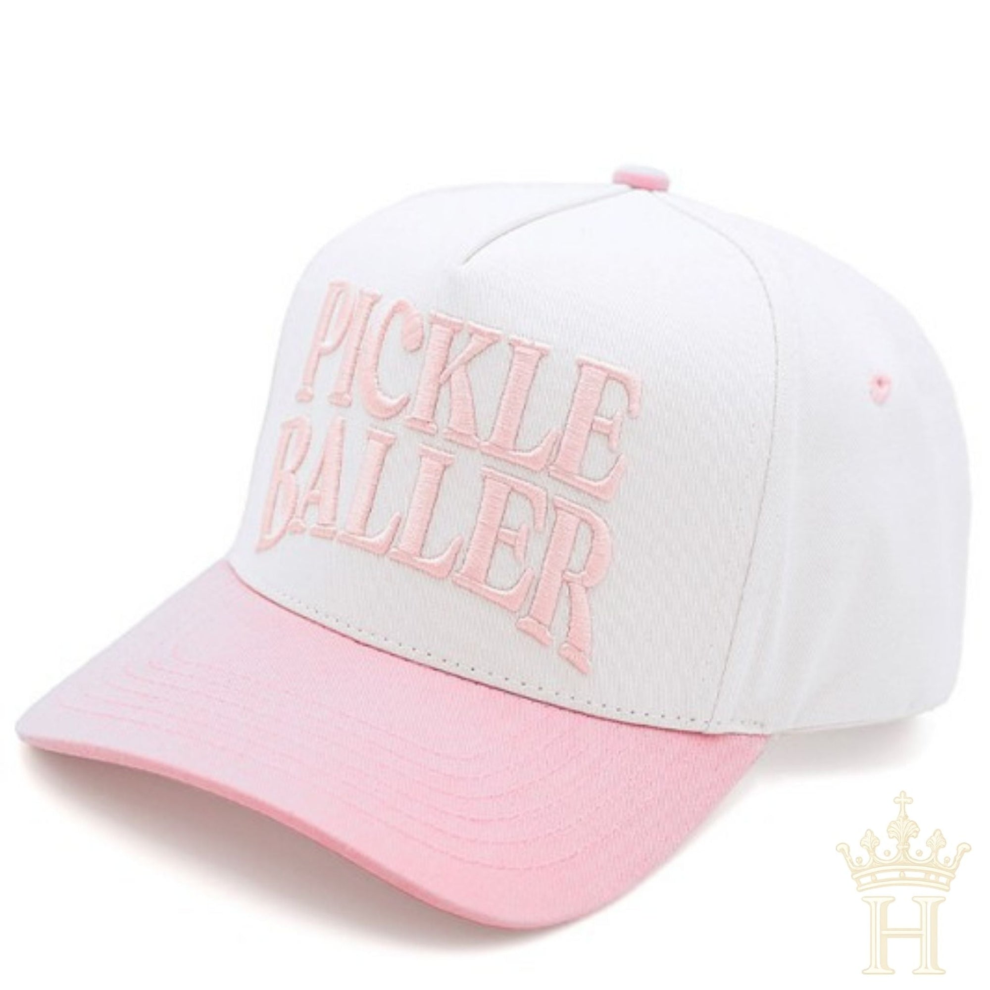 Pickle Baller Hat in pink and white - Halemi & Co.