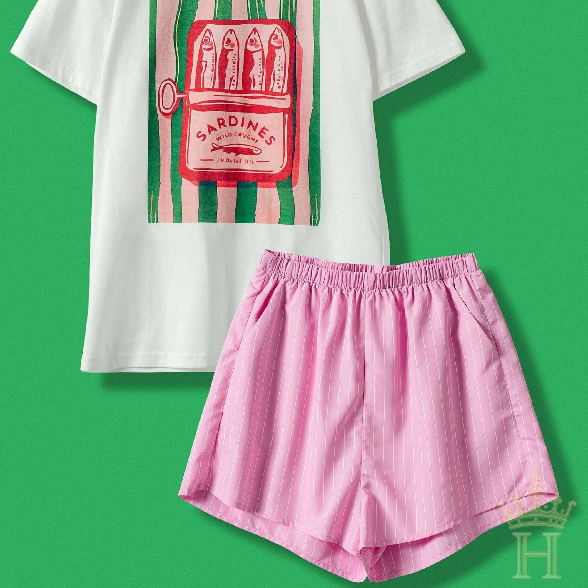 Pink and White Pinstriped Shorts - Halemi & Co.