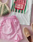 Pink and White Pinstriped Shorts - Halemi & Co.