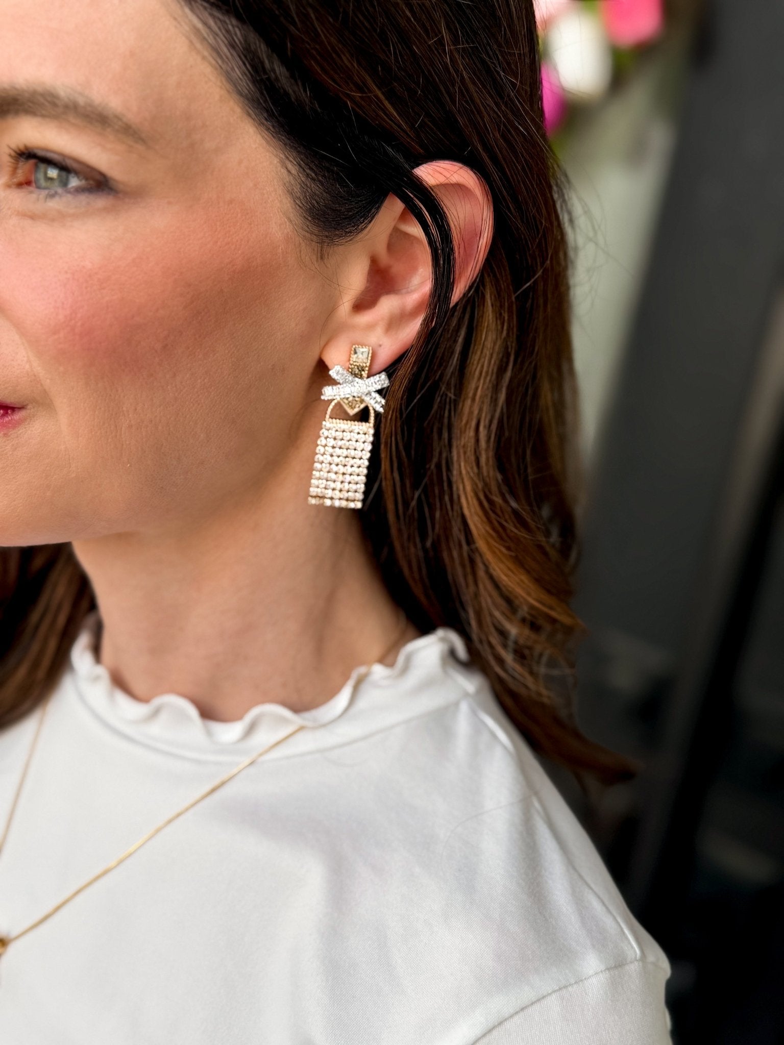 Pop the Bubbly Rhinestone Dangle Earrings - Halemi & Co.
