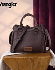  Wrangler dark brown braided crossbody bag with double top handles