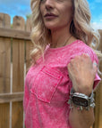 Red Washed Cuff Short Sleeve Tee - Halemi & Co.