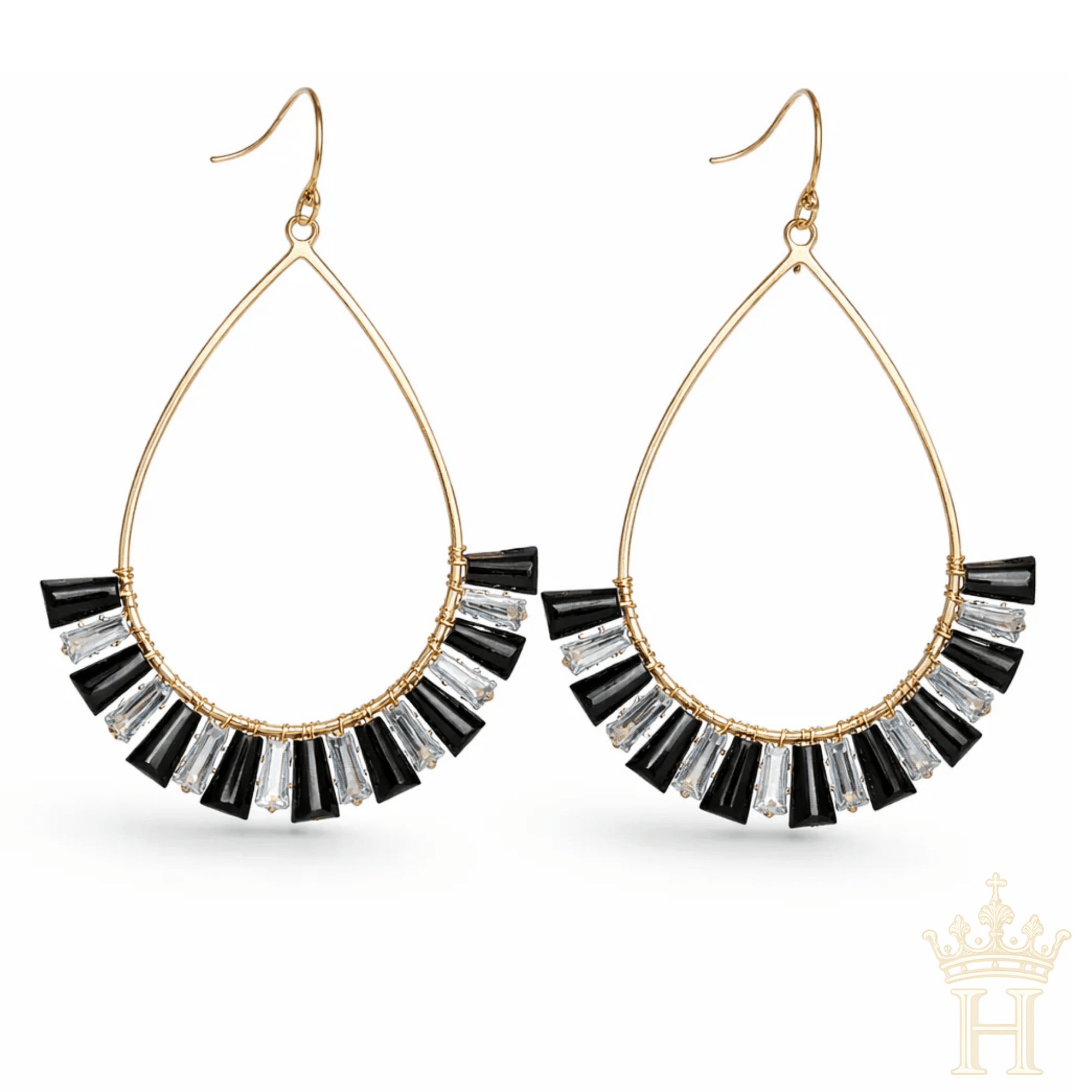 Rhinestone Fringe Hoop Earrings - Halemi &amp; Co.