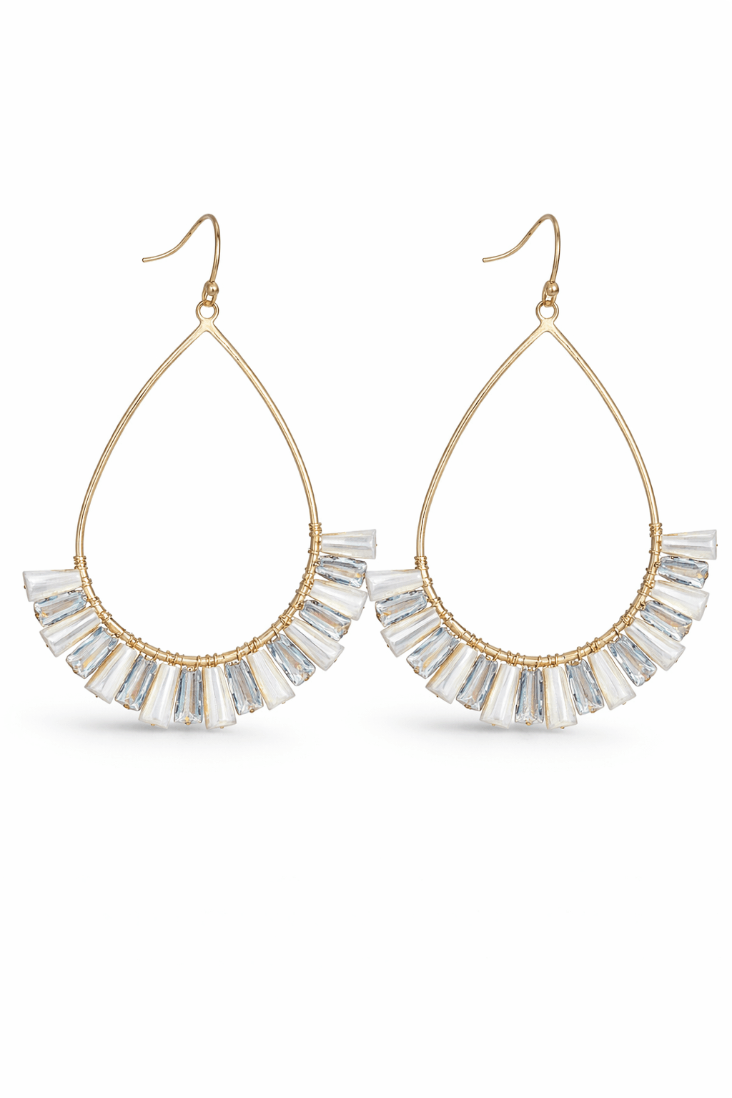Rhinestone Fringe Hoop Earrings - Halemi & Co.