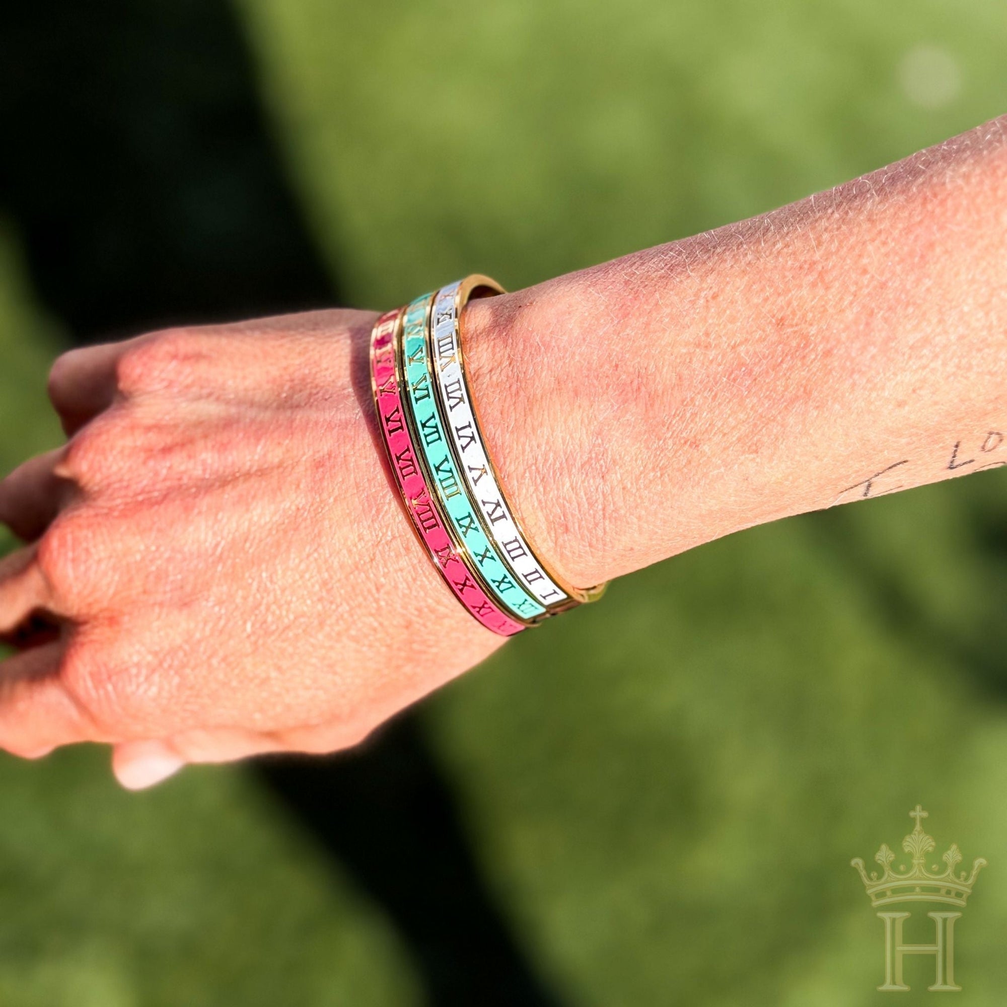 Roman Numeral Enamel Bangle - Halemi & Co.