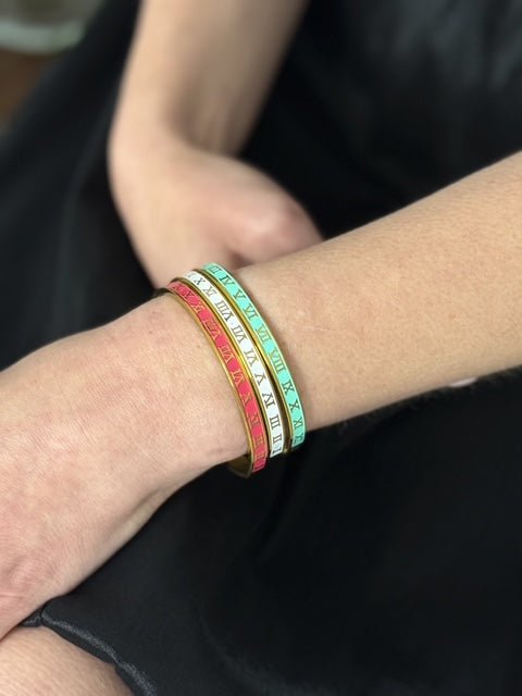 Roman Numeral Enamel Bangle - Halemi & Co.