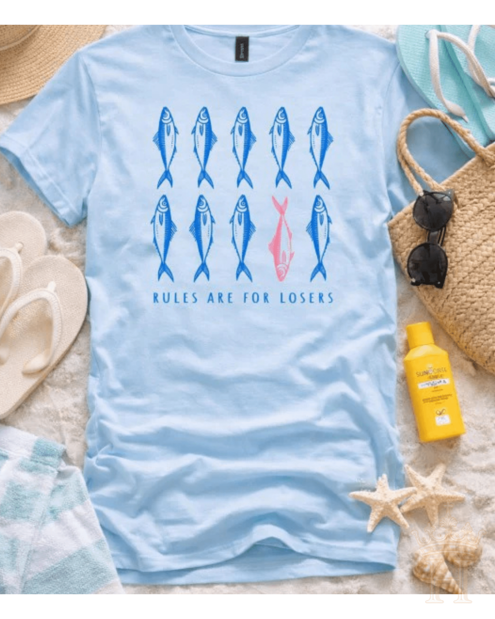 Rules Are For Losers Graphic Tee – Fish Grid Statement T-Shirt - Halemi & Co.