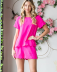 Scalloped Edge Short Sleeve Woven Top - Halemi & Co.