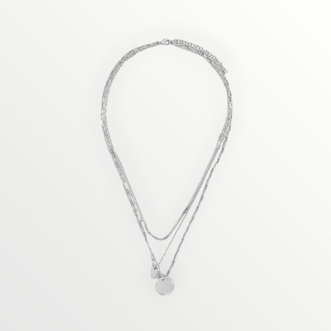 Silver Keepsake Layered Charm Necklace - Halemi & Co.