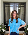 Sky Blue Mineral Wash Pocket Tee - Halemi & Co.