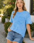 Sky Blue Mineral Wash Top - Halemi & Co.