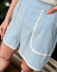 Sky Blue Scallop Trim High - Waisted Shorts - Halemi & Co.