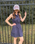 Sleeveless Poplin Smocked Mini Dress - Halemi & Co.