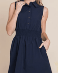 Lightweight poplin mini dress with flattering smocked waist detail